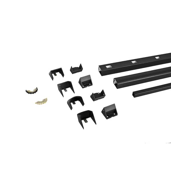 Unbranded Tuscany C10 36 in. H x 96 in. W Black Fine Texture Aluminum HR Stair Railing Kit with Mounts and Balusters