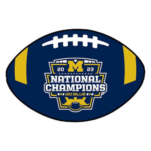 FANMATS Michigan 2023-24 National Champions  2 ft. x 3 ft. Blue Football Mat Area Rug