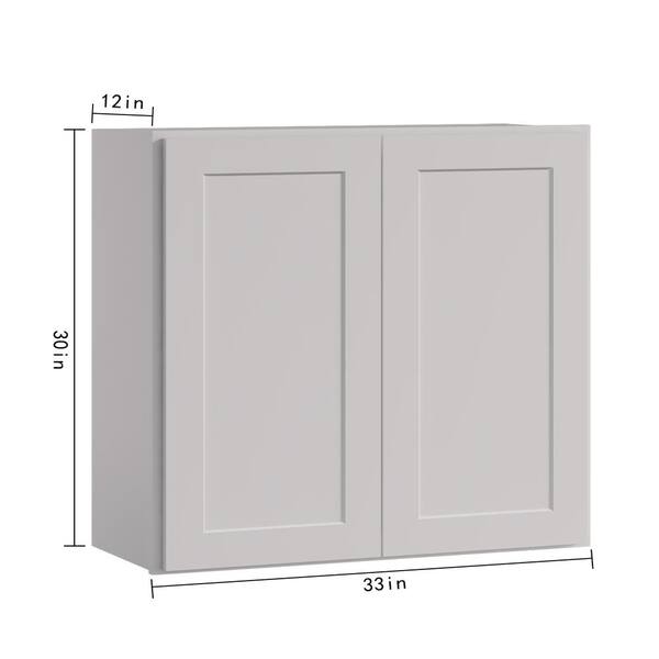36 in. W x 12 in. D x 12 in. H Shaker Dove Plywood Ready to Assemble Kitchen Wall Cabinet with Doors and Shelves