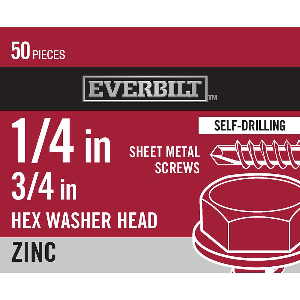 "#14 x 3/4 in. Hex Head Zinc Plated Sheet Metal Screw (50-Pack)" price history on PriceWatchPro