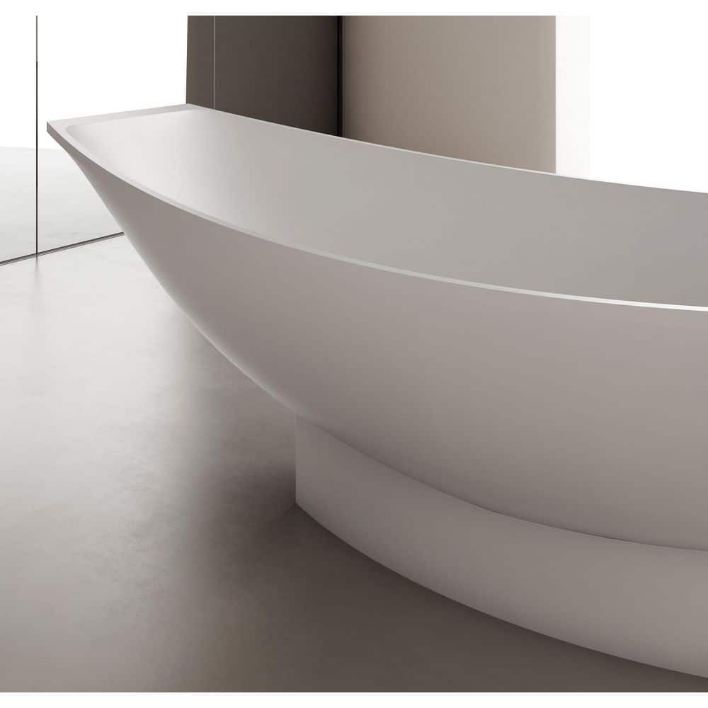 White Solid Surface Freestanding Hammock Style Bathtub