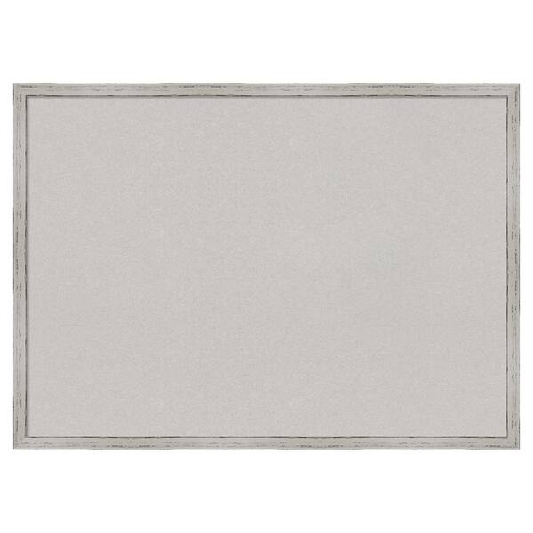 Amanti Art Shiplap White Narrow Wood Framed Grey Corkboard 29 in. x 21