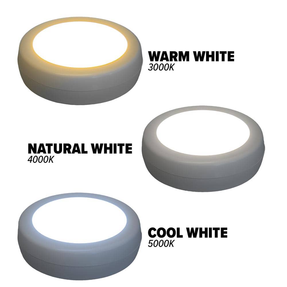 Adjustable White LED Battery Operated Puck Light with Remote - 3 Pack