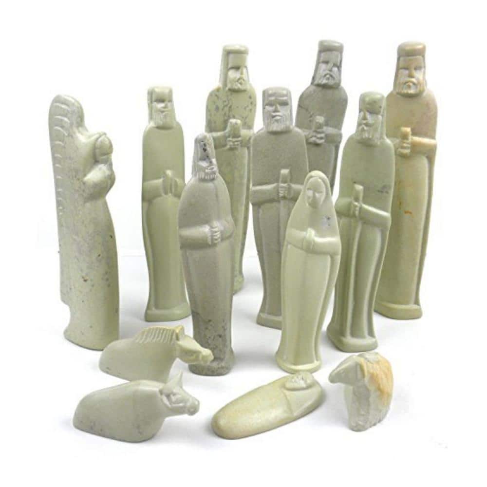 Kenya Soapstone Nativity Set with 6 inch Figurines
