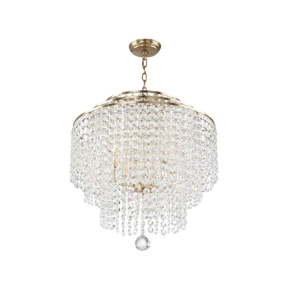 Gabrielle Antique Gold 6-Light Crystal Chandelier