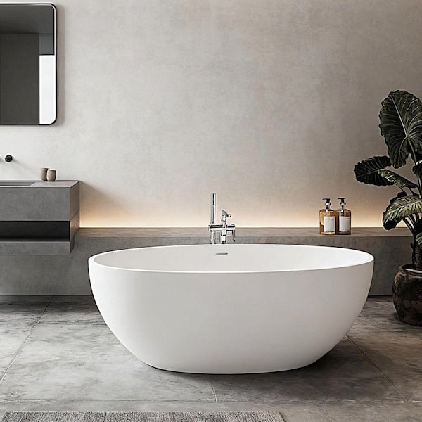 Zeafive Zeo 63 in. x32 in. Solid Surface Stone Resin Freestanding