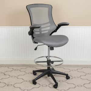 Kelista Mesh Ergonomic Drafting Chair in Dark Gray Mesh with Flip-up arms and Adjustable Foot Ring