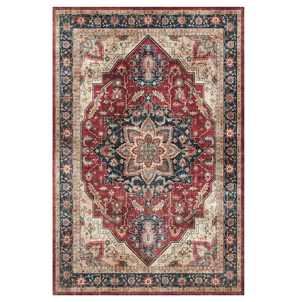 Gertmenian Crystal Print Soha Red 6 ft. x 9 ft. Moroccan Digitally Printed Polyester Area Rug