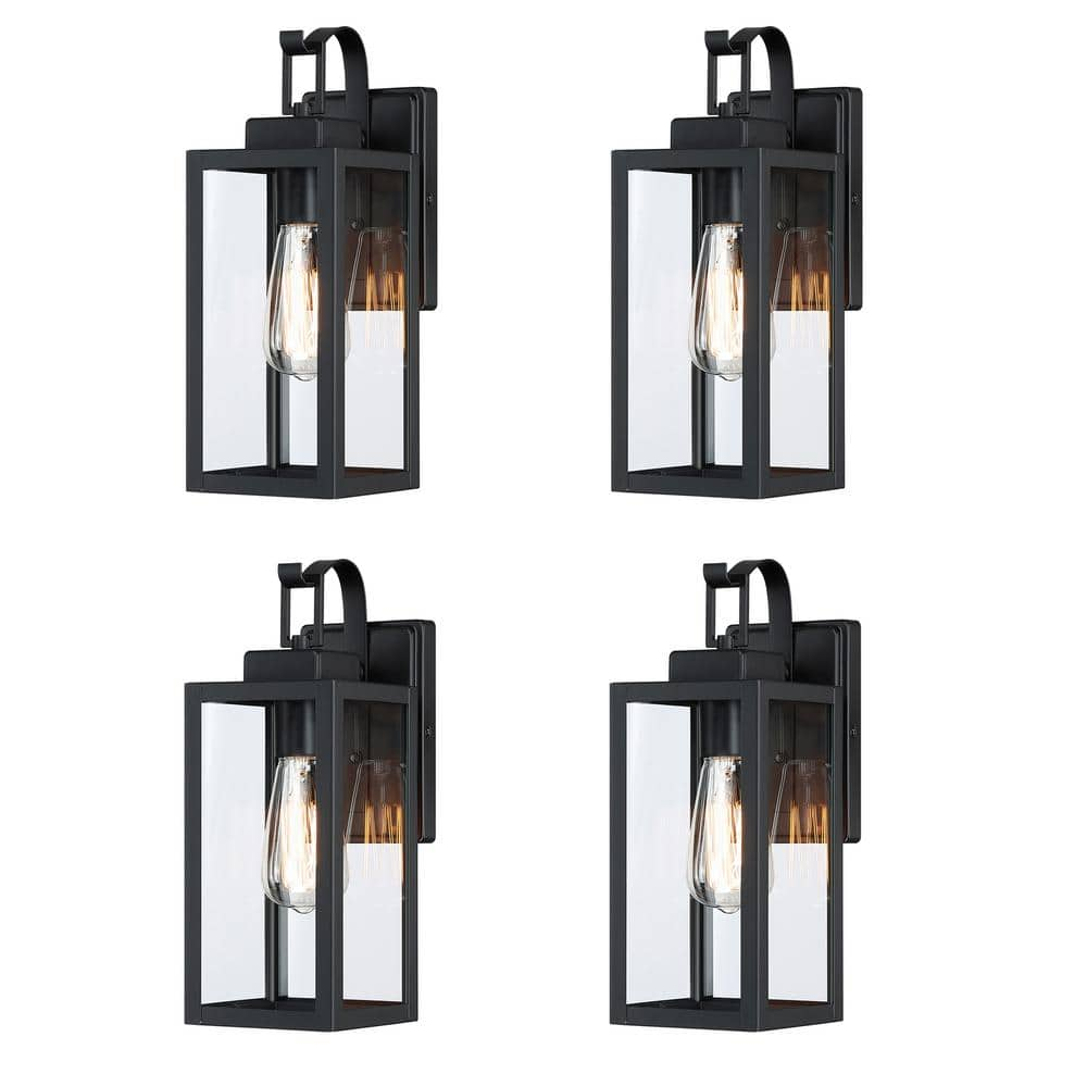 Hukoro Foothill 13.78 in.1-Light Matte Black Outdoor Wall Lantern ...