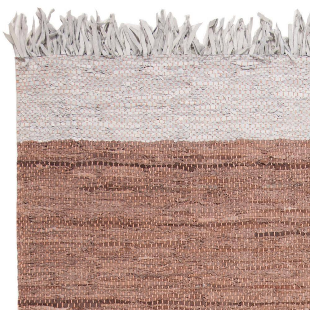 Handmade Gray and Brown Cowhide Leather Rug, 5x8 Feet