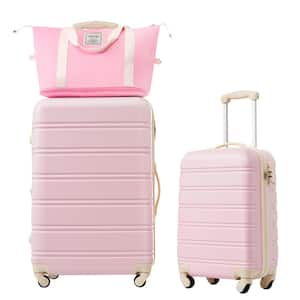 3-Piece Light Pink Expandable ABS Hardshell Spinner 20 in. and 28 in. Luggage Set with Bag, 3-Digit TSA Lock