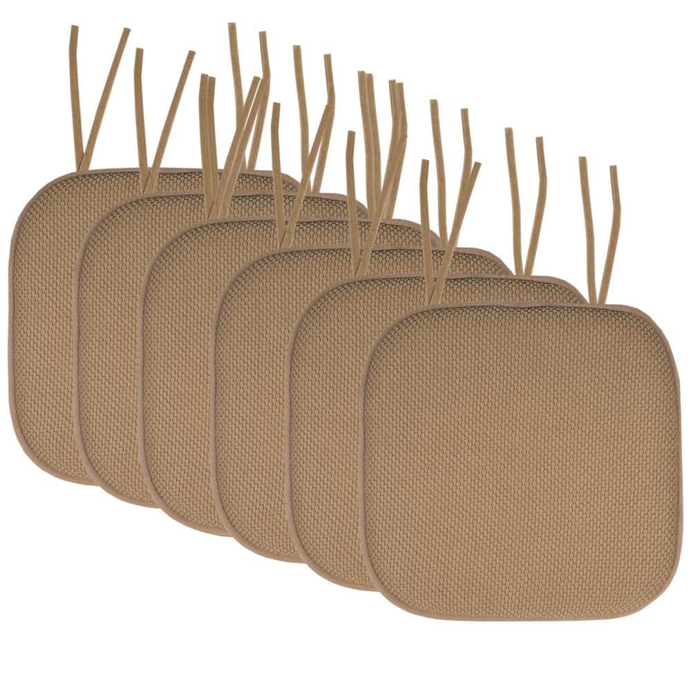Honeycomb Memory Foam Square 16 in. x 16 in. Non-Slip Back Chair Cushion with Ties (6-Pack), Taupe price history on PriceWatchPro