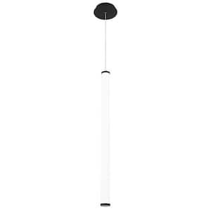 Flare 37 in. 320-Watt Equivalent Integrated LED Black Pendant with Acrylic Shade