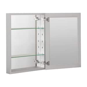 20 in. W x 26 in. H Silver Glass Recessed/Surface Mount Rectangular Medicine Cabinet with Mirror