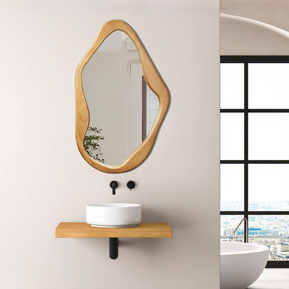 Organic Pine Wood Free Form Wall Mirror