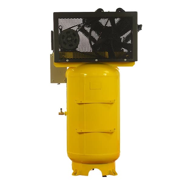 10 HP Quiet Air Compressor, Pressure Lubricated, 2 Stage, Single Phase, V4,  80 Gallon Tank, Vertical, Industrial P01ISXXP10V080VXXXX