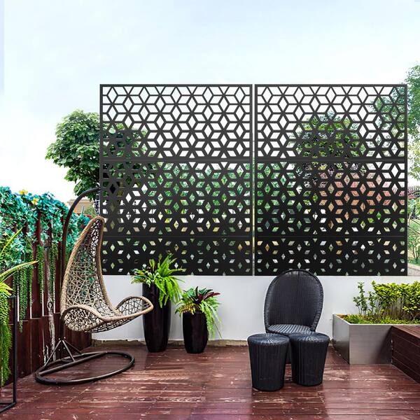 FENCY 76 in. Galvanized Steel Garden Fence Outdoor Privacy Screen ...