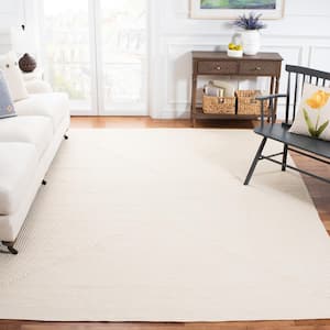 Braided Ivory Beige 10 ft. x 14 ft. Solid Color Gradient Area Rug