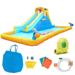 212.6 in. W x 84.6 in.D x 92.5 in. H Inflatable Water Slide Portable Water Park Kids Bounce House With Blower