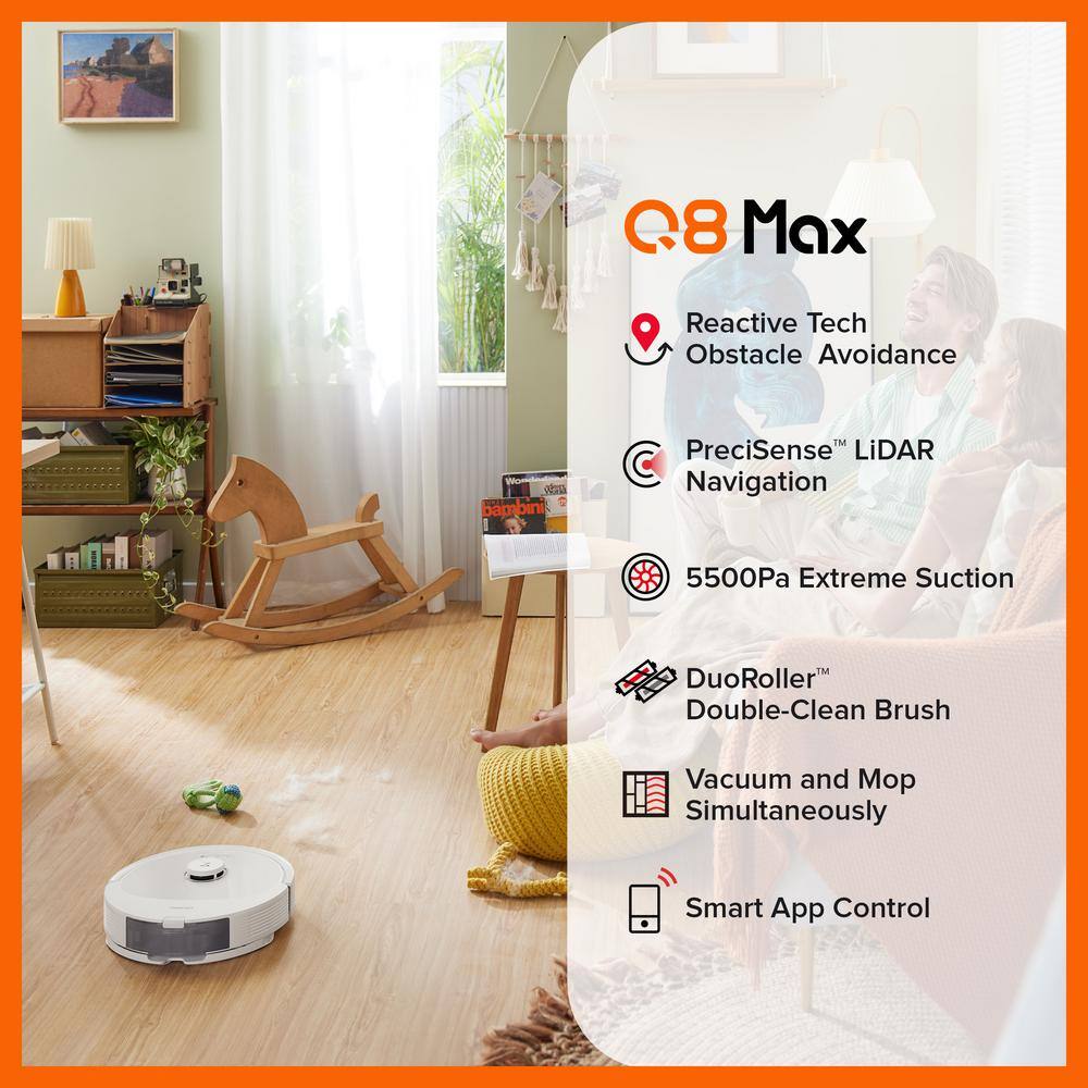 Roborock Q8 Max White Cordless Smart Robotic Vacuum