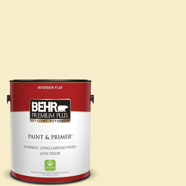 BEHR PREMIUM PLUS 1 gal. #P330-1 Tart Gelato Flat Low Odor Interior Paint & Primer