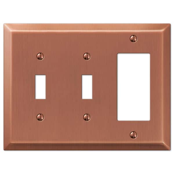 AMERELLE Metallic 3 Gang 2-Toggle and 1-Rocker Steel Wall Plate - Antique Copper