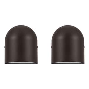 Jasper 5.5 in. Oil Rubbed Bronze Hardwired Outdoor Wall Lantern Sconce with Integrated LED (2-Pack)