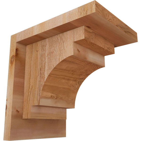 Ekena Millwork 6 in. x 8 in. x 8 in. Western Red Cedar Mediterranean Rough Sawn Corbel with Backplate