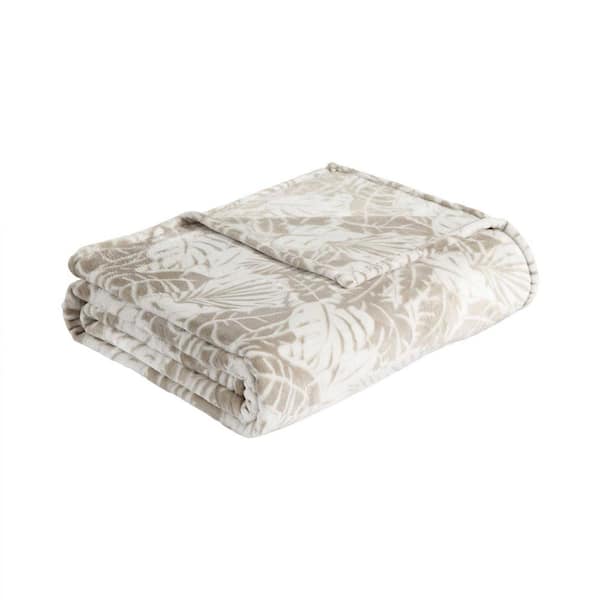 Tommy Bahama Costa Blanca Beige Ultra Soft Plush Fleece Twin Blanket