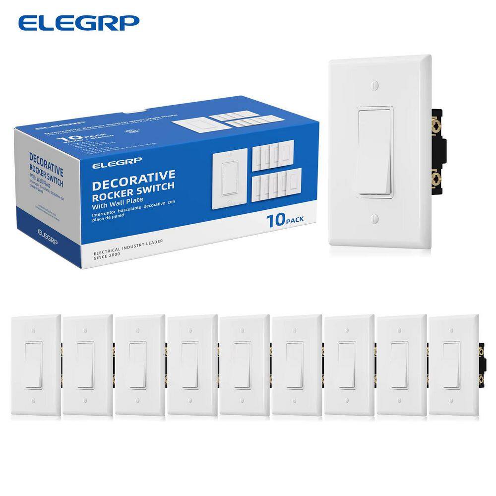 Way Decorative Toggle Switch, 15 Amp 120-277V, Self-Grounding, Residential & Commercial Grade White (10 Pack) price history on PriceWatchPro