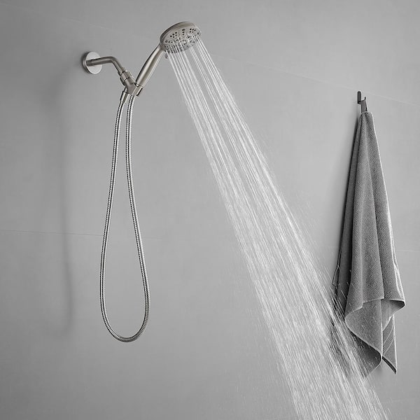 6-Spray Wall Mount Handheld Shower Head 1.8 GPM in Brushed Nickel