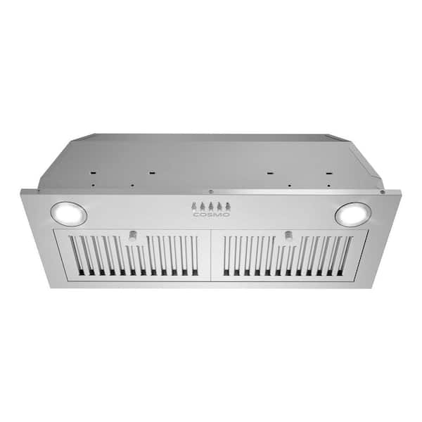 Cosmo 30 in. 380 CFM Ducted Insert Range Hood in Stainless Steel with Push Button Controls LED Lights and Permanent Filters