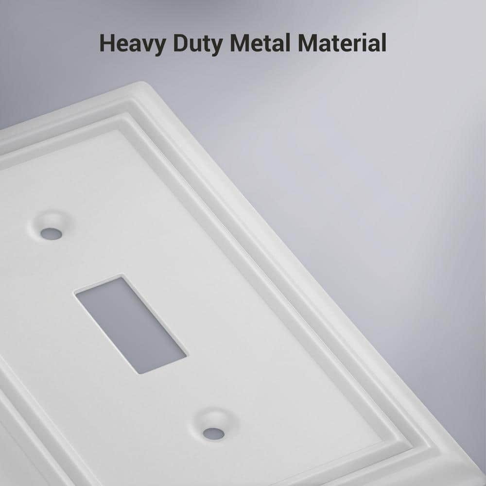 Pure White Decorative Metal 1-Gang Toggle Wall Plates, 4-Pack
