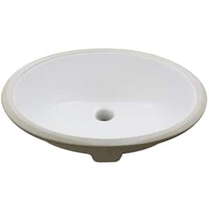 19.5 in. Oval Undermount Porcelain Bathroom Sink in White with Overflow