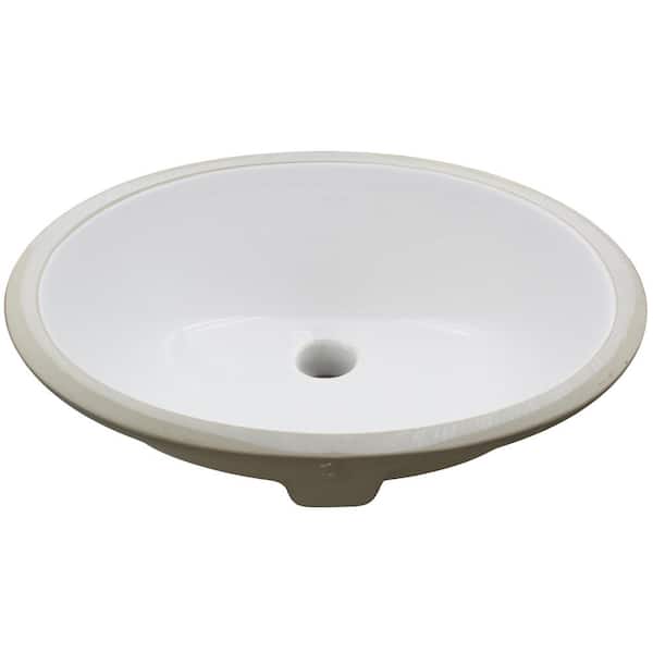 Novatto 19.5 in. Oval Undermount Porcelain Bathroom Sink in White with Overflow