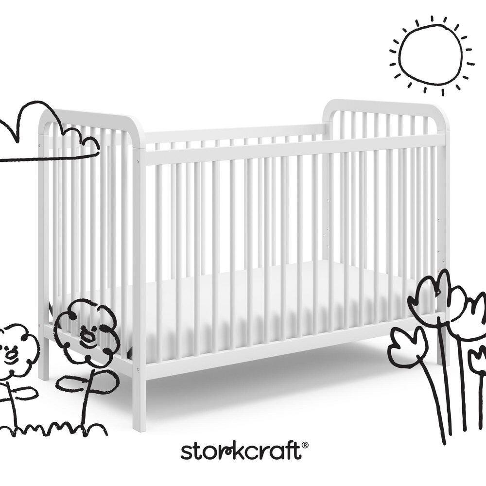 White Pine Wood 3-in-1 Convertible Crib with Adjustable Height