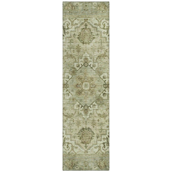 Chantille Machine Washable Indoor/Outdoor Abstract ACN2164 Sage 2 ft. 3 in. x 7 ft. 6 in. Runner Rug