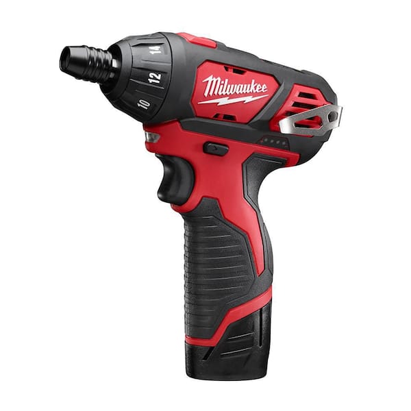 Milwaukee - M12 12V Lithium-Ion Cordless 1/4 in. Hex Screwdriver Kit with Two 1.5Ah Batteries, Charger and Tool Bag