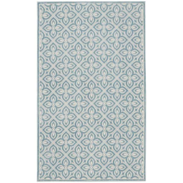 Washable Charm Blue Ivory 2 ft. x 3 ft. All-over design Contemporary Area Rug