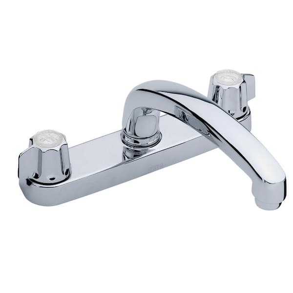 Classics Double Handle Deck Mount Standard Kitchen Faucet in Chrome