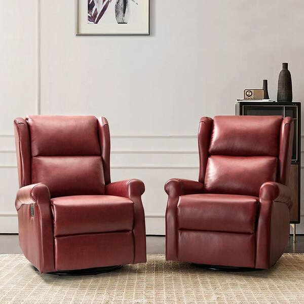 JAYDEN CREATION Chiang Burgundy Contemporary Wingback Leather 
