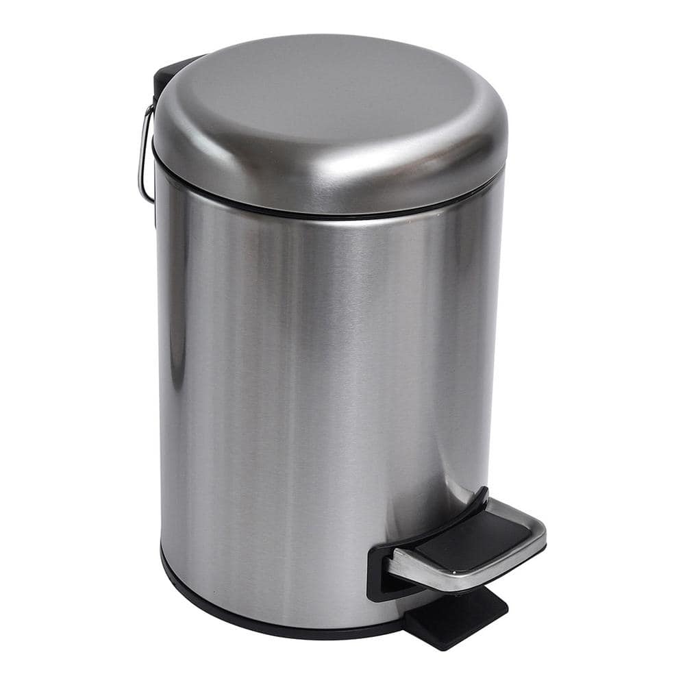 3 l/ 0.8 Gal. Soft Close Small Round Metal Bath Floor Step Trash Can Waste Bin in Steel price history on PriceWatchPro