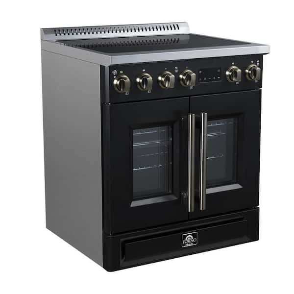 Torino French Door 30 in. Induction Range with Air Fryer, Air Sous Vide and True Convection, Dual Broiler, Black