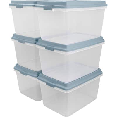 IRIS Large 13.75-Gallons (55-Quart) Dark Gray Rolling Tote with Latching Lid  in the Plastic Storage Containers department at