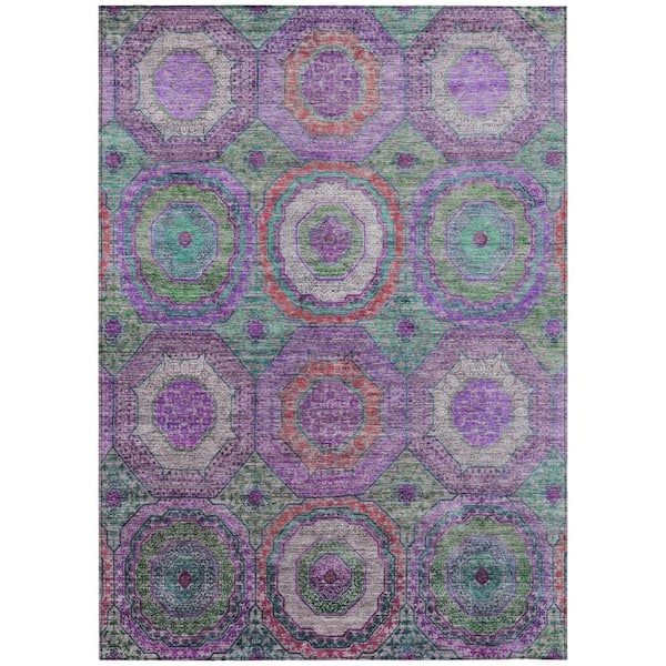 Chantille Machine Washable Indoor/Outdoor Abstract ACN2049 Purple 8 ft. x 10 ft. Area Rug