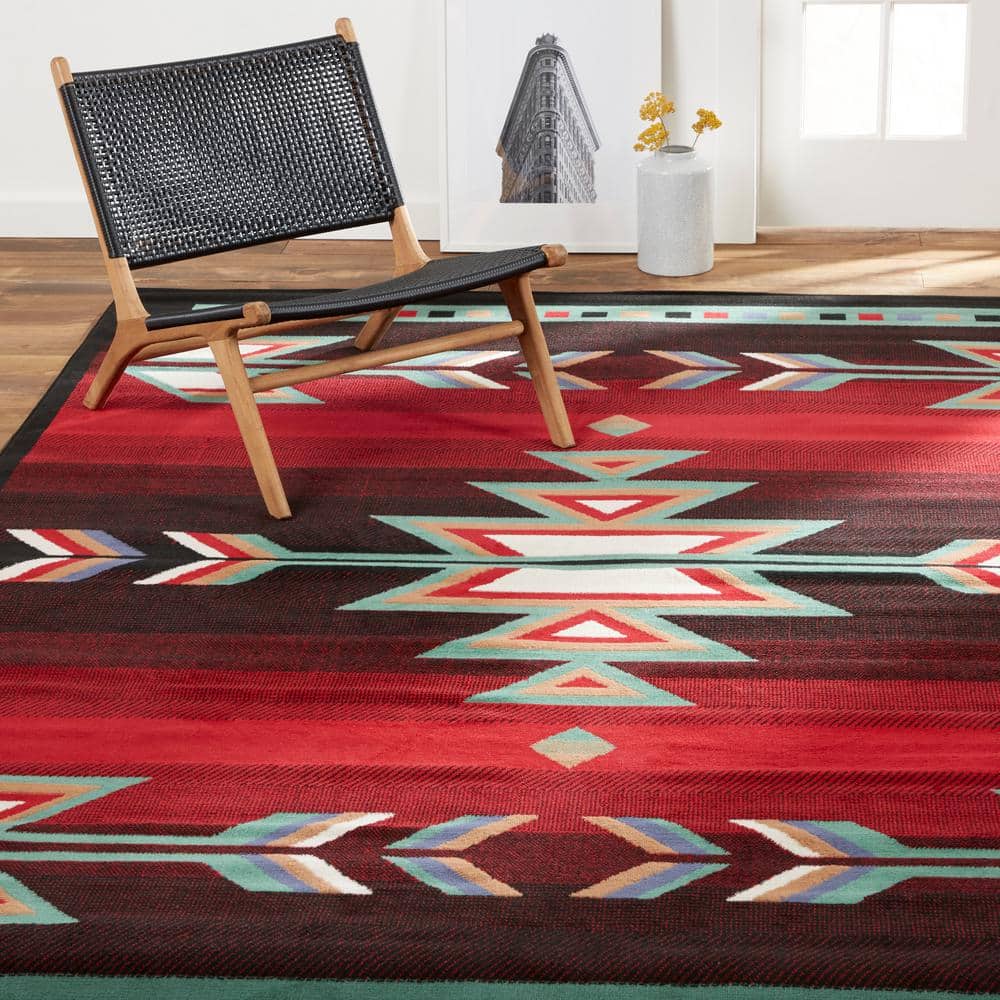 Sagrada Southwest-Inspired 8' x 10' Black Synthetic Area Rug