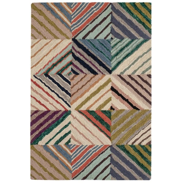 Potter Hand Micro Hooked Wool Multi 5 ft. x 8 ft. Indoor Area Rug