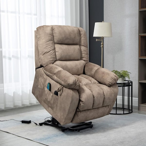 KINWELL Camel Chenille Standard (No Motion) Recliner with Power Lift