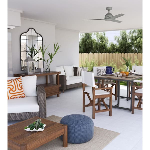 Hunter - Gallegos 52 in. Matte Silver Indoor/Outdoor Ceiling Fan with Wall Control Included For Patios or Bedrooms
