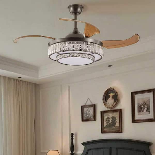 42 in. Indoor Matte Black Dimmable LED Ceiling Fan with Light and Durable ABS Blades and Remote Control